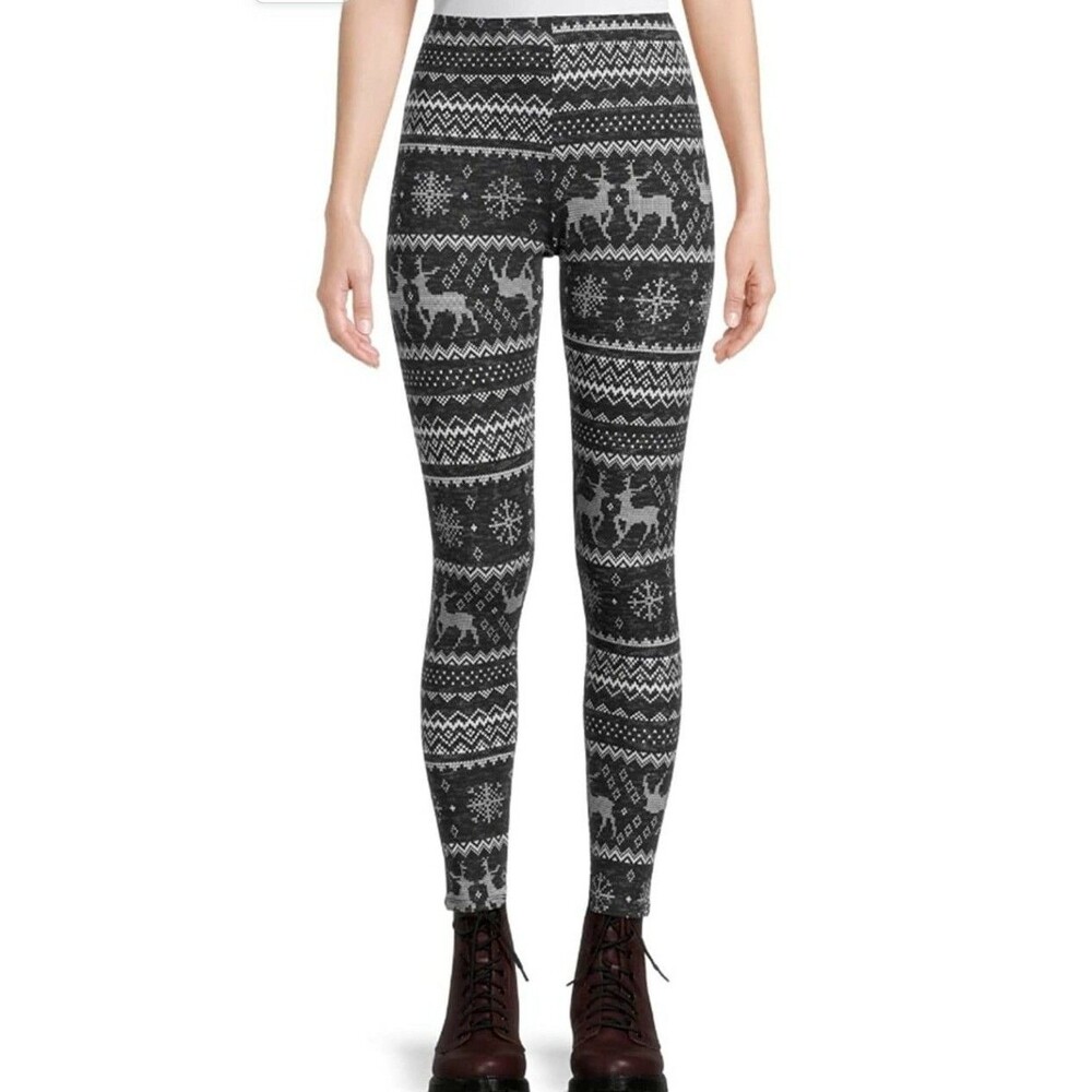NoBo Junior Woman's Ankle Leggings Black with Winter Print Size XL (15-17)